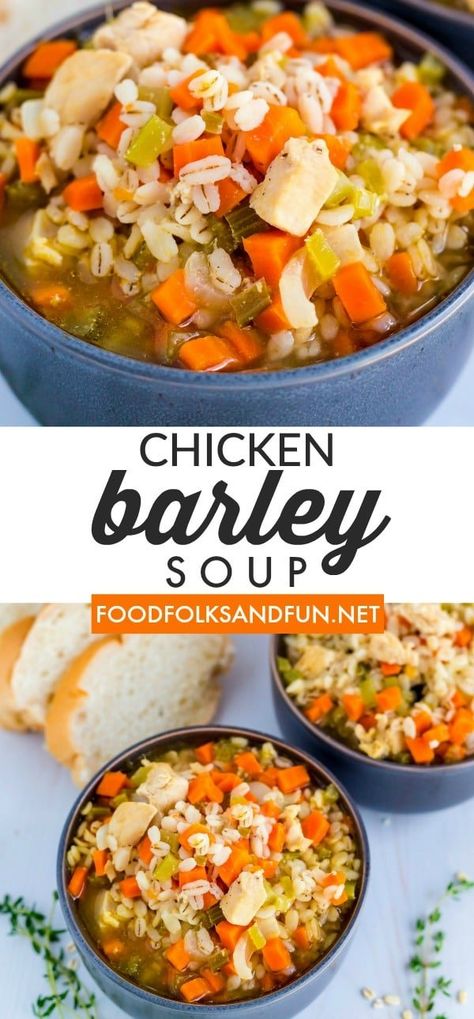 Barley Chicken, Soup Barley, Chicken Barley, Chicken Barley Soup, Warm Soup Recipes, Delicious Veggies, Barley Soup, Detox Soup, Soup Season