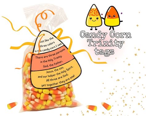 Candy Corn Blessing Tag, Candy Corn Gospel for Halloween, Candy Corn Prayer, Christian Halloween Ministry Tags, Thanksgiving Blessing Tags - Etsy Candy Corn Trinity, Christian Halloween Treats, Halloween Sunday School, Fusion Fall, Candy Tags, Halloween Treat Tags, Halloween School Treats, Christian Halloween, Candy Grams