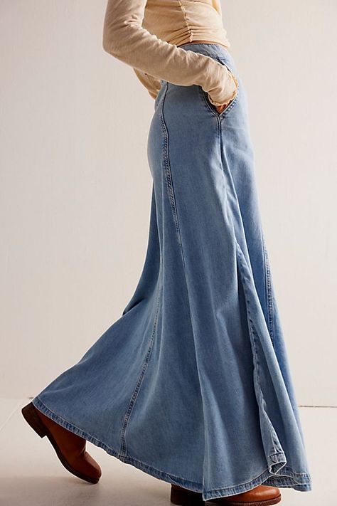 We The Free Catch The Sun Denim Maxi Skirt Praeie Maxi Skirt, Maxi Fall Skirts, Fashon2022 Skirt, Cheap Full Pleated Maxi Skirt, Womens Skirt With Boots, Cheap Pleated Maxi Skirt For Women, Wrapped Maxi Skirt, Cheap Bohemian Fall Skirt, Cheap Bohemian Maxi Skirt For Spring