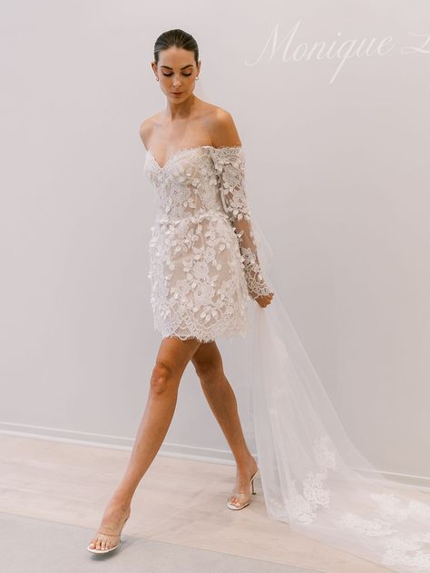 28 chic short wedding dresses inspired by NYBFW Short Wedding Dress Black Women, Disco Dresses, Mini Bridal Dress, Modern Short Wedding Dress, Elie Saab Wedding Dress, Bridal Mini, Short Wedding Dresses, Haute Couture Wedding Dress, Fashion Designers Famous