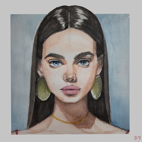 #watercolor portrait Painting Ideas Portrait Easy, Easy Painting Portrait, Easy Portraits To Draw, Water Colour Portrait Easy, Abstract Portrait Painting Easy, Face Drawing Watercolor Easy, Watercolor Art Portrait Easy, Easy Portrait Painting For Beginners, Watercolour Face Portraits