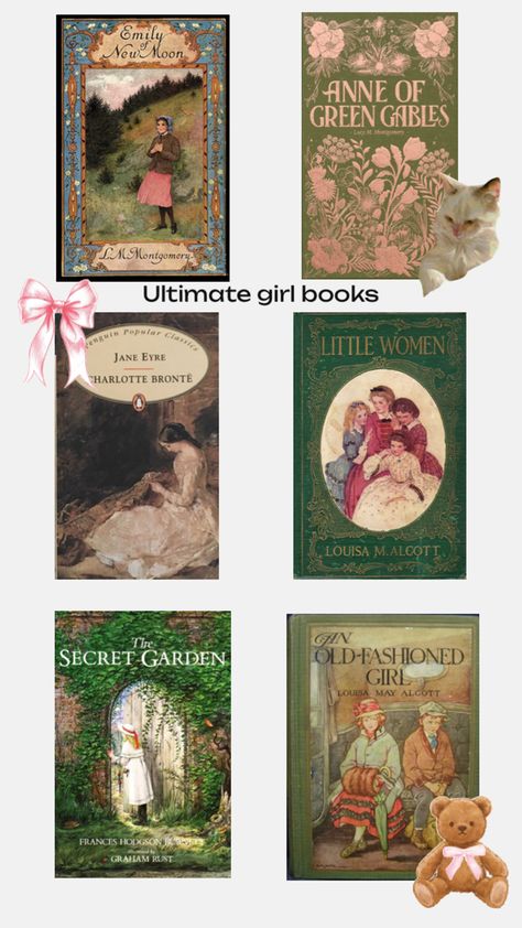 Books girl gilr pink bow teddybear cat jane eyre anne of green gables secret garden old books classics Books To Read Nonfiction, Unread Books, Recommended Books To Read, Inspirational Books To Read, Top Books To Read, Literature Books, Jane Eyre, Anne Of Green, Top Books