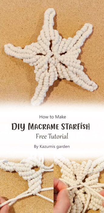 DIY Macrame Starfish - Free Tutorial Ideas - Carolinamontoni.com Macrame Sea Turtle, Macrame Seashell Tutorial, Starfish Macrame, Macrame Animals Tutorials, Sea Shell Animals, Macrame Stitches, Macrame Seashell, Macrame Ocean, Hand Embroidery Patterns Free Printable