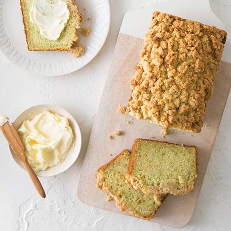 Zucchini Streusel Bread - Paula Deen Magazine Bread Zucchini, Shredded Zucchini, Bread Serving, Sweet Breads, Paula Deen, Loaf Pan, Quick Bread, Cakepops, Kosher Salt