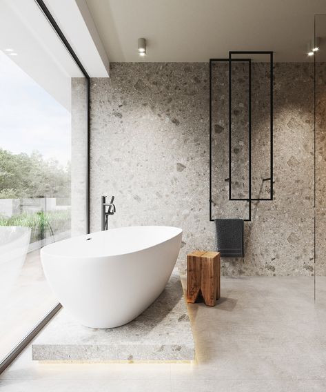 A Minimalist Home: Earthy, Modern & Masculine Design Interior Baie, Vstupná Hala, Luxury Bathtub, Asian Interior, Vevey, Bathroom Design Inspiration, Decor Baie, Trendy Bathroom, Bathroom Design Luxury