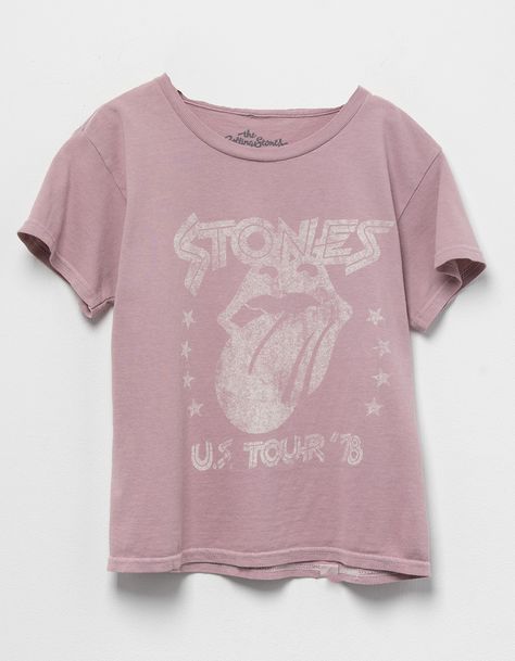 Bravado Rolling Stones Boyfriend Tee. Large Graphic Screened On Front. Ribbed Crew Neckline. Short Sleeve. Oversized Fit. 100% Cotton. Machine Wash. Imported. | Bravado Rolling Stones Girls Boyfriend Tee Preppy Tee, Rolling Stones Shirt, Rolling Stones Tee, Preppy Tops, Printed Blouses, Preppy Shirt, Casual Preppy Outfits, Trendy Outfits For Teens, Cute Preppy Outfits