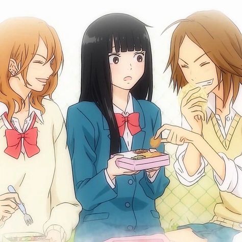 Sawako Kuronuma Aesthetic, Sawako And Friends, Sawako Friends, 3 Friends Aesthetic, Ribs Lorde, Friends Icon, Me And The Gang, Best Friends Day, Kimi No Todoke