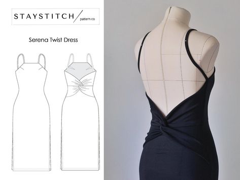 Sewing Patterns Backless Dress, Bodycon Dress Sewing Pattern, Bodycon Dress Pattern, Sew Ideas, Knit Bodycon Dress, Twist Dress, Making Clothes, Sewing Projects Clothes, Backless Bodycon Dresses