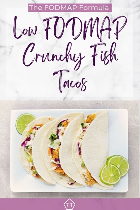 These fresh and simple low FODMAP crunchy fish tacos are the perfect way to shake up your weeknight routine! Made with a few simple ingredients, they'll be a family favourite in no time! FODMAP Recipes | FODMAP Diet | FODMAP Diet Recipes | FODMAP Diet appetizer | FODMAP Appetizer | FODMAP Appetizers Parties | FODMAP Appetizer Holiday | FODMAP Appetizers Family www.fodmapformula.com Crunchy Fish Tacos, Fodmap Appetizers, Crunchy Fish, Low Fodmap Appetizers, Ibs Friendly Food, Fodmap Lunch, Fodmap Chicken, Fodmap Recipes Dinner, Low Fodmap Recipes Dinner