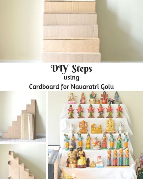 #ontheblog today DIY steps using cardboard for #navaratri #golu It is very easy to do, budget friendly and only need couple of hours to do. Right this and thank me later 😉 #diy #howto #cardboard #crafts #steps #indianfestival #makersmake #handmade #golupadi Cardboard Table, Navaratri Golu, Golu Dolls, Diy Steps, Paper Mache Dolls, Dolls Diy, Gift Wrapping Ideas, Ideas Jewelry, Festival Diy