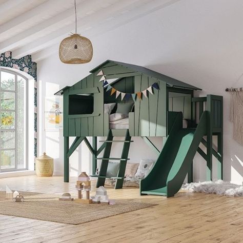 27 Fun Bunk Beds for Kids Boy's Bed, Tree House Bunk Bed, Cabin Bed With Slide, Diy Bunk Bed, House Bunk Bed, Treehouse Cabins, Bunk Bed With Slide, Cool Bunk Beds, Toddler Bedroom