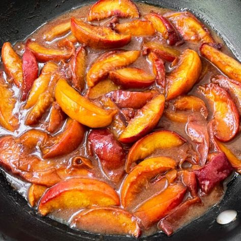 Caramelized Peaches - Gluten Free, Vegan Optional Carmelized Peaches Recipes, Peaches Recipes, Caramelized Peaches, Make Brown Sugar, Dried Peaches, Dessert To Make, Peach Desserts, Easy To Make Desserts, Party 2023