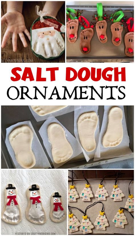 Dough Recipe For Ornaments, Salt Dough Recipe For Ornaments, Ornament Ideas Christmas, Salt Dough Christmas, Make Salt Dough, How To Make Salt Dough, Baby Christmas Crafts, Christmas Ornament Ideas, Salt Dough Christmas Ornaments