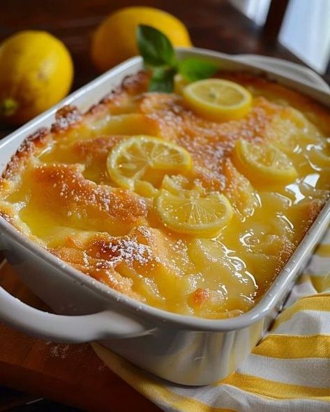 Rachael Ray Recipes 🍰🍲 | MAGIC LEMON COBBLER 🍋🍋 | Facebook Magic Lemon Cobbler, Lemon Cobbler, Lemon Pie Filling, Lemon Dessert, Comfort Desserts, Magic Recipe, Lemon Pie, Dessert Salads, Cobbler Recipes