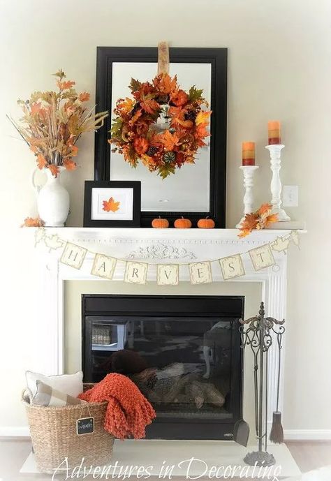 13 Perfect Fall Mantel Ideas for Every Style | Hometalk Fall Mantle Decor, Kitchen Ikea, Fall Fireplace, Fall Mantle, Funky Junk Interiors, Country Living Magazine, Fall Mantel Decorations, Fall Mantel, Fireplace Makeover