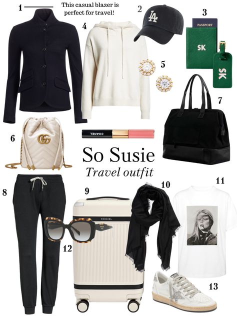 How To Pack A Carry On For 15 Days, 15 Days In A Carry On, Travel Carry On Only, Travel With Carry On Only, Carry On Wardrobe, Travel Day Outfit, Classic Athleisure, So Susie, Chic Travel Outfit