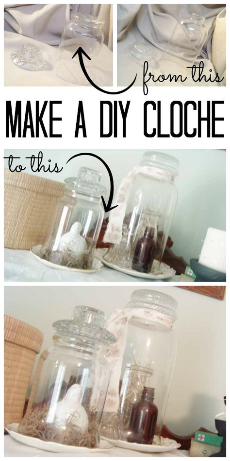 Make a DIY cloche for your home in just minutes!  This inexpensive craft idea is perfect for any home decor! Diy Cloche, Glass Cloche Decor, Cloche Ideas, Cloche Decor, Halloween Kitchen Decor, Inexpensive Crafts, Crafts For Teens To Make, Crafts For Adults, Crafts Easy