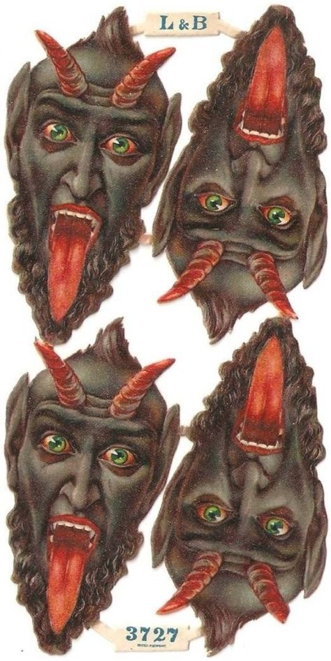 Krampus Crafts, Postcard Tattoo, Krampus Art, Merry Krampus, Krampus Christmas, Scary Christmas, Samhain Halloween, Devil Halloween, Creepy Christmas