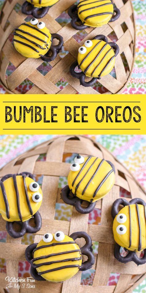 Bumble Bee Oreos Bee Oreos, Scuba Cake, Bee Themed Birthday, Bee Themed Birthday Party, Planning List, Bee Cookies, Bee Birthday Party, Yellow Candy, Covered Pretzels