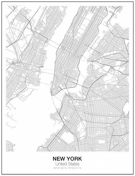 New York Minimalist Map Subway Map, New York Subway, Minimalist Drawing, United States Map, Map Art Print, Bedroom Posters, State Map, City Maps, Unique Wall Decor