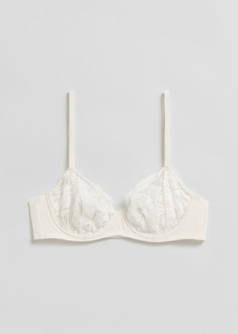 Underwire Poppy Lace Bra - Ivory - Underwire - & Other Stories US Lace Bra Outfit, Soft Lace Bra, Wedding Bra, Lacey Bra, Bra Outfit, Bridal Bra, White Lace Bra, Lacy Bra, Pretty Bras