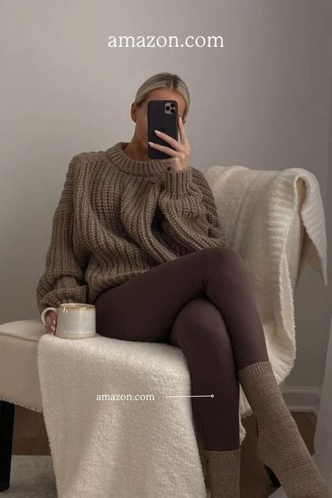 autumn outfits | autumn | outfit ideas | brown leggings | amazon finds | amazon online Knit Sweater Outfit Winter, Brown Leggings Outfit, Outfit Ideas Brown, Brown Cable Knit Sweater, Fall Maternity Outfits, Autumn Outfit Ideas, Leggings Outfit Winter, Leggings Outfit Fall, Winter Sweater Outfits