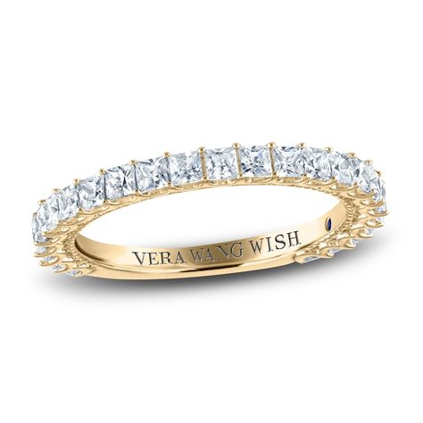 Wedding Bands For Women With Round Ring, Wedding Bands For Women Gold, Gold Princess Cut Ring, Princess Cut Wedding Band, Vera Wang Ring, Vera Wang Engagement Rings, Mens Engagement Rings Diamond, Princess Cut Diamond Band, Gold Band Wedding Ring