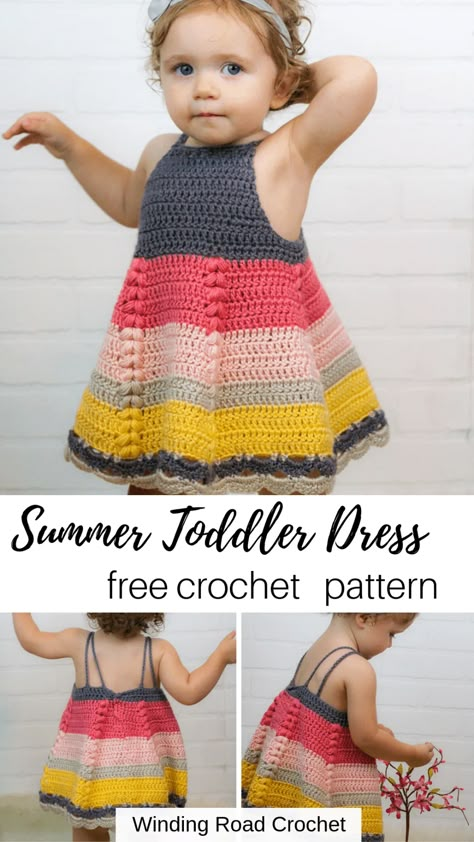 Crochet Baby Dress Free Pattern, Crochet Toddler Dress, Puff Stitch Crochet, Toddler Dress Patterns, Crochet Baby Girl Dress, Crochet Baby Dress Pattern, Crochet Toddler, Dress Patterns Free, Baby Dress Patterns