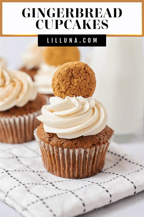 Easy Gingerbread Cupcakes are made with cake mix and topped with fluffy, cinnamon cream cheese frosting - the perfect cupcake for Christmas! #gingerbreadcupcakes #gingerbread #cupcakes #christmascupcakes #christmas Lil Luna Recipes, Unique Diy Crafts, Amazing Snacks, Christmas Cupcakes Recipes, Box Cake Recipes, Easy Gingerbread, Gingerbread Cupcakes, Lil Luna, Cinnamon Cream Cheese