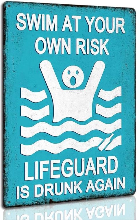 Suitable Size: About 8" x 12"(20 x 30cm). This sign comes ready to hang with pre-drilled screw holes. It can be hung vertically or horizontally on the wall, door, or placed on the table to create a simple and stylish atmosphere. Pool Rules Sign, Poolside Decor, Taman Air, Life Guard, Signal Flags, Pool Signs, Outdoor Living Decor, Patio Makeover, Sewing Party