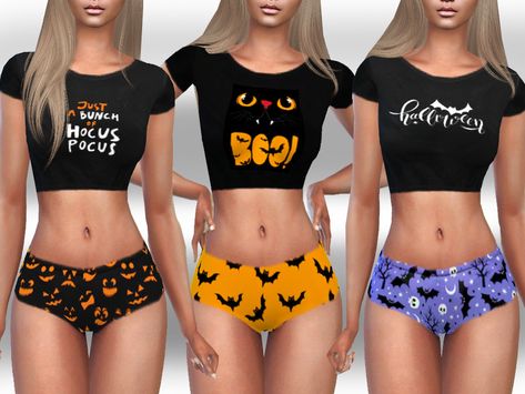 Sims 4 — Halloween Sleeping Outfits by saliwa — Halloween Sleeping Outfits 3 new cute Halloween Outfit design by Saliwa Sleeping Outfits, Sleep Outfit, Cute Halloween Outfits, Halloween Pjs, Sims 4 Black Hair, Sims 4 Cas Mods, Sims 4 Cc Shoes, Sims 4 Body Mods, Tumblr Sims 4