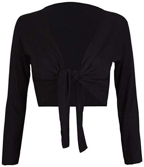 Tie Knot up Shrug Front Cropped Bolero Shrugs Cardigan Wrap Women's Ladies Long Full Sleeve Open Top at Amazon Women’s Clothing store: Sleeve Bolero, Tie Up Crop Top, Bolero Top, Casual Tie, Shrug Cardigan, Cover Beachwear, Women Long Sleeve Tops, Womens Tie, Cardigan Fashion