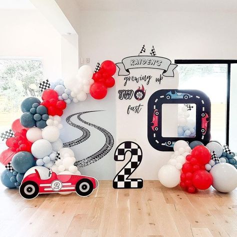 Vintage Car 2nd Birthday, Vroom Vroom Birthday Party, Fast One Birthday Party Decorations, One Fast Birthday, Race Car Birthday Party Ideas Decoration, Car Theme Decoration Ideas, Car Birthday Decorations Ideas, Cars Theme Birthday Party Decorations, Fast One Birthday Party Theme