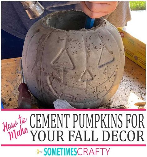 Cement Pumpkins, Pumpkin Flower Pots, Diy Seasonal Decor, Cement Candle Holders, Pumpkin Mold, Diy Fall Decor, Pumpkin Uses, Halloween Facts, Plastic Pumpkins