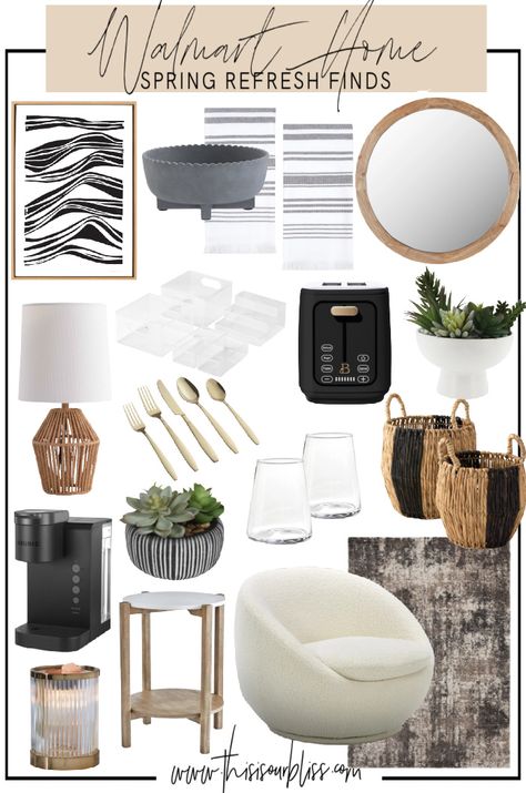 Walmart Home Finds, Bedroom Reading Corner, Round Wooden Mirror, Fresh Tulips, Walmart Home, Pantry Organizers, Spring Refresh, Champagne Flute Set, Rattan Table