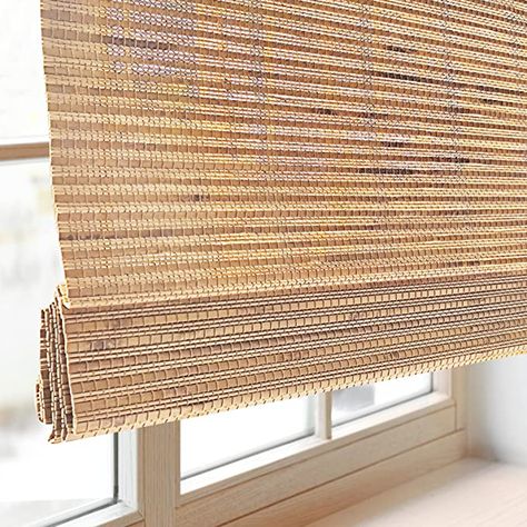 Cordless Shades, Bamboo Shades In Bedroom, Cordless Woven Shades, Best Bamboo Shades, Roman Bamboo Shades, Wide Window Blinds, White Blinds With Curtains, Amazon Blinds, Rattan Roman Shades