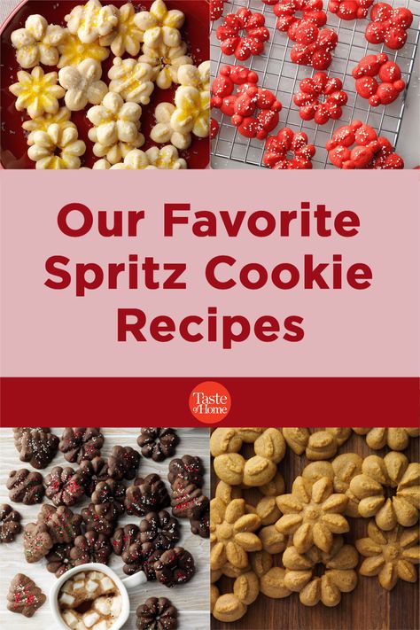 Spritz Cookie Decorating Ideas, Wilton Cookie Press Recipe, Best Spritz Cookie Recipe, Spritzer Cookies, Spritz Recipes, Chocolate Spritz Cookies, Cream Cheese Spritz Cookies, Spritz Cookie Press, Cookie Press Recipes