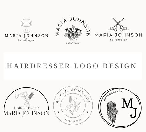 Logo For Hair Business, Hairdresser Logo Design, Logo Design Canva, Florist Business Card, Small Business Logo Design, Hairdresser Logo, Stylist Logo, Hair Logo Design, Hairstylist Branding