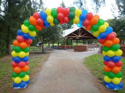 Colorful Outdoor Balloon Arch [Image source: www.dreamarkevents.com] What do you recommend to make an outdoor arch frame and what type of balloons do you recommend? Thanks.  ANSWER:  Hi DeShell,  For a walk-through outdoor Outdoor Balloon Arch, Lego Balloons, Outdoor Arch, Balloon Archway, Balloon Topiary, Balloon Bouquet Delivery, Balloon Tree, Arch Frame, Balloon Tassel