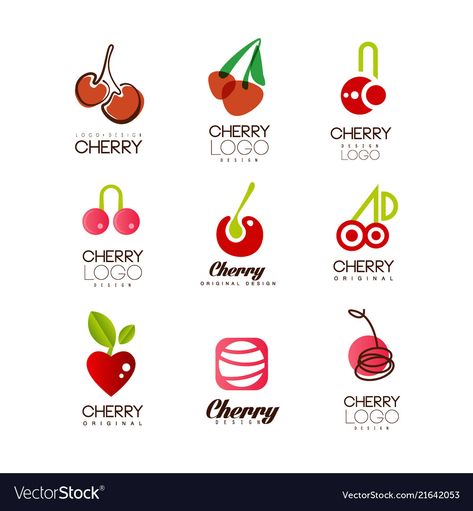 Cherry Logo Design Branding, Cherry Logo Design Ideas, Cherry Logo Design, Cold Stone Cakes, Cherry Illustration, Cherry Graphic, Cherry Logo, Cherry Design, Logo Design Set