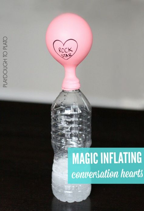 Magic Inflating Conversation Hearts!! Fun Valentine's Day science for kids. Valentine Science Experiments, Science Valentines, Playdough To Plato, Valentine's Day Crafts For Kids, Preschool Valentines, Under Your Spell, Easy Science Experiments, Valentine Activities, Conversation Hearts