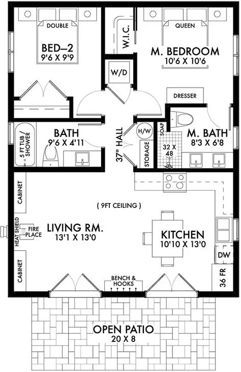 Accessory-dwelling-unit House Plan - 2 Bedrooms, 2 Bath, 800 Sq Ft Plan 29-176 House Plans 800 Sq Ft Layout, Adu Floor Plans 700 Sq Ft, 28x30 House Plans 2 Bedroom, 950 Sq Ft House Floor Plans, 2 Bedroom Granny Flat Floor Plans, 750 Sq Ft House Plans 2 Bedroom, 700 Sq Ft House Plans 2 Bedroom, 2 Bedroom Adu, 800 Sq Ft House Plans