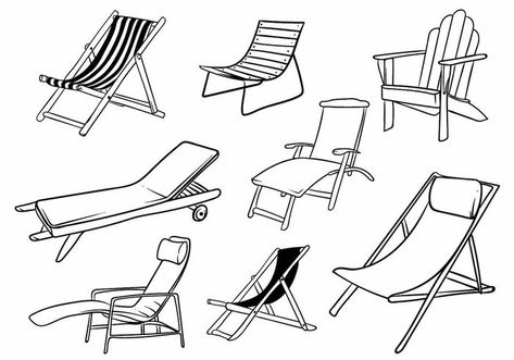 Deck Chairs, The Deck, Beach Chairs, Free Vector Art, Chair Set, Vector Art, Outdoor Chairs, Vector Free, Paper Crafts