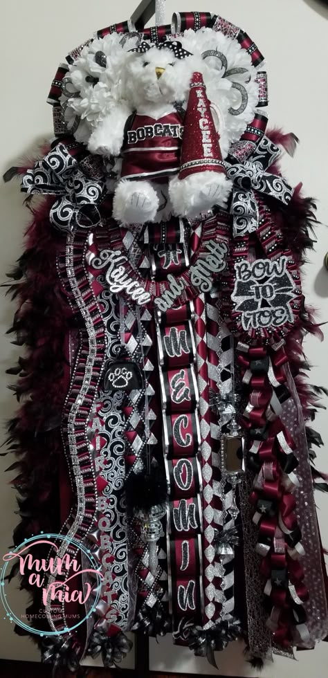 Cy Fair HS cheerleader Homecoming mum Overall Homecoming Ideas, Homecoming Mums Ideas, Big Homecoming Mums, High School Spirit, Hoco 2022, Homecoming Mums Senior, Hoco Mums, Homecoming Spirit Week, Homecoming Mum Ideas