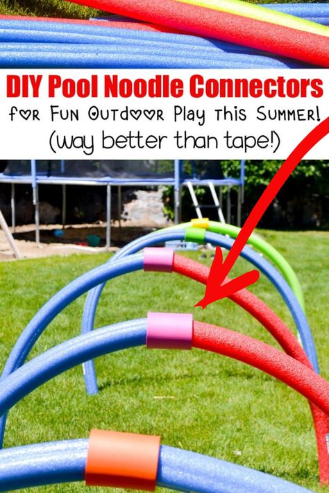 I am proud to announce the drink koozie Pool Noodle Connectors where a success, and now I am so excited to share them with you! Kids can connect pool noodles to make circles, arches, lines, or whatever else comes to mind! There is only one step to making them, so go make some today so you can connect and un-connect pool noodles over and over again (way better than tape!). Noodle Games, Pool Noodle Games, Carnival Activities, Field Day Games, Pool Noodle Crafts, Kids Obstacle Course, Event Games, Open Gym, Fun Outdoor Activities