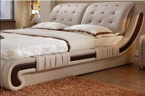 Leather Bed Bedroom, Modern Leather Bed, Modern Style Bed, Bedroom Furniture Set, Painted Bedroom Furniture, Bed Design Modern, Bedroom Bed Design, Bed Furniture Design, Night Stands