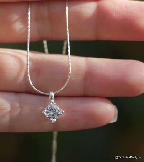 Silver Solitaire Necklace, Solitaire Pendant, Zircon Gemstone, Sparkly Necklace, Elegant Jewelry Women Necklace, Gift For Her, Zircon Charm https://etsy.me/31zUYQZ #silver #lovefriendship #zircon #women #rhombus #stone #minimalist #square #sterlingsilver #elegant #gift