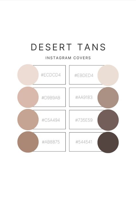 Tan color palette for Instagram cover; tan color palette; best color palette for desert; tan desert color palette for posting on social media--Instagram, Facebook, TikTok; with hex number codes Color Pallete Aesthetic Neutral, Tan Color Palette Hex Codes, Cream And Tan Color Palette, Boho Colour Palette Hex Codes, Neutral Color Palette Numbers, Boho Color Pallete Hex Codes, Canva Beige Color Code, Greige Hex Code, Color Palette For Salon