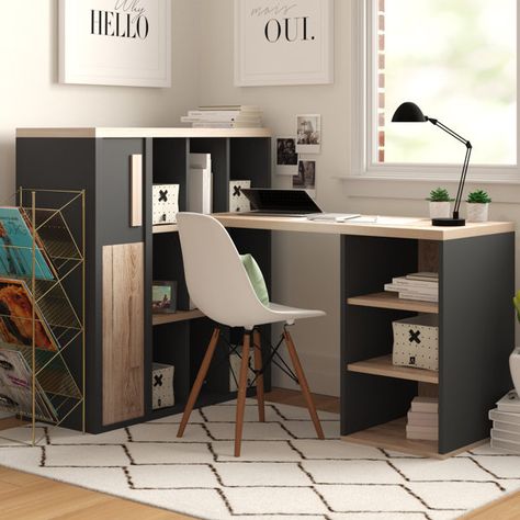 Homework Nook, Desk With Bookcase, Cheap Office Furniture, L Shaped Executive Desk, Simple Desk, Bedroom Desk, L Shaped Desk, Study Desk, Study Table