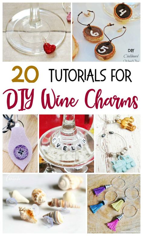 DIY Wine Charm Tutorials| Gift Ideas for Wine Lovers| Best Wine Charms| How to Make Your Own Wine Charm| Wine and Gifts| #wine #winecharm #DIY #giftideas via @aspiringwinos Christmas Wine Glass Charms Diy, Charms For Wine Glasses, Diy Glass Charms, Drink Charms Diy, Diy Wine Charms How To Make, Diy Wine Accessories, Wine Glass Charms Diy How To Make, Crafts Using Charms, Cork Wine Charms